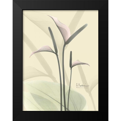 Flamingo in Color on Beige Black Modern Wood Framed Art Print by Koetsier, Albert