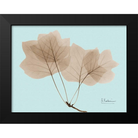 Tulip Tree in Brown on Blue Black Modern Wood Framed Art Print by Koetsier, Albert