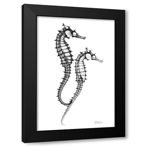 Two Horses Black Modern Wood Framed Art Print with Double Matting by Koetsier, Albert