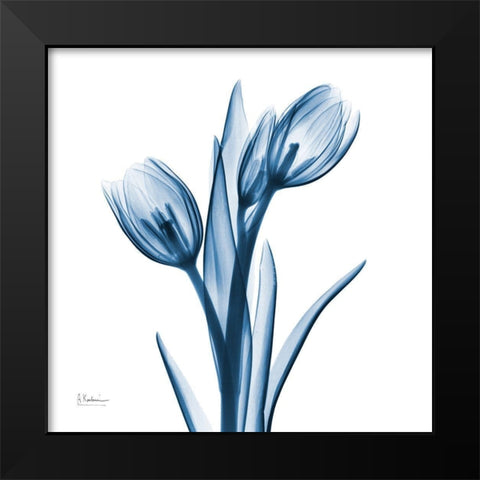 Tulips Indigo Black Modern Wood Framed Art Print by Koetsier, Albert