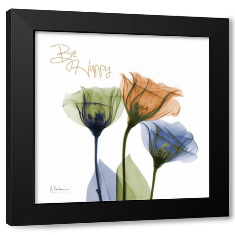 Gentian Be Happy Black Modern Wood Framed Art Print with Double Matting by Koetsier, Albert