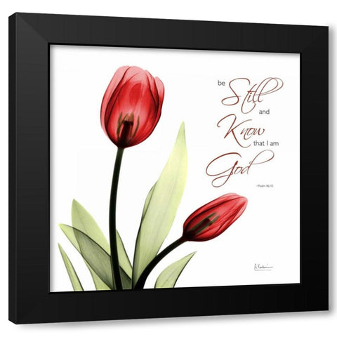 Be Still Tulip C64 Black Modern Wood Framed Art Print with Double Matting by Koetsier, Albert