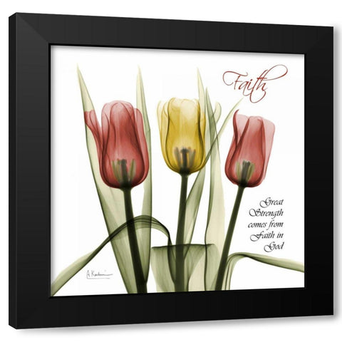 Faith Tulips Black Modern Wood Framed Art Print with Double Matting by Koetsier, Albert