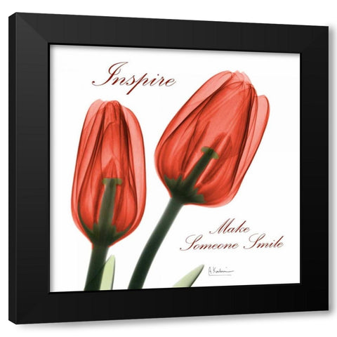 Inspire Tulips Black Modern Wood Framed Art Print by Koetsier, Albert