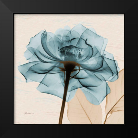 Teal Rose Black Modern Wood Framed Art Print by Koetsier, Albert