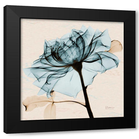Teal Rose 2 Black Modern Wood Framed Art Print with Double Matting by Koetsier, Albert