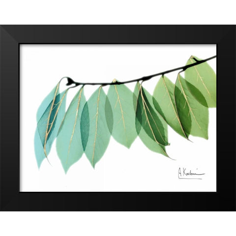 Golden Camelia Leaf Black Modern Wood Framed Art Print by Koetsier, Albert