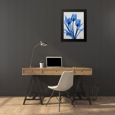 Midnight Tulips 2 Black Modern Wood Framed Art Print by Koetsier, Albert