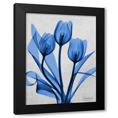 Midnight Tulips 2 Black Modern Wood Framed Art Print with Double Matting by Koetsier, Albert