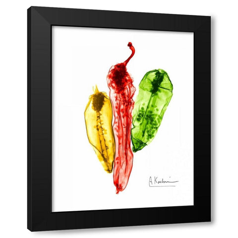 Peppers Picante Black Modern Wood Framed Art Print with Double Matting by Koetsier, Albert