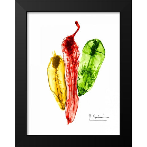 Peppers Picante Black Modern Wood Framed Art Print by Koetsier, Albert