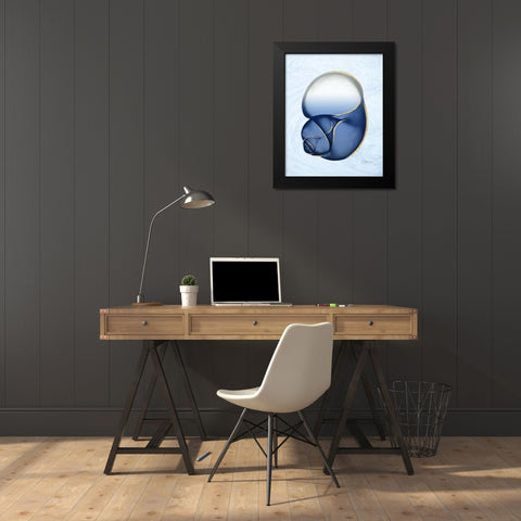 Marble Indigo Snail 1 Black Modern Wood Framed Art Print by Koetsier, Albert