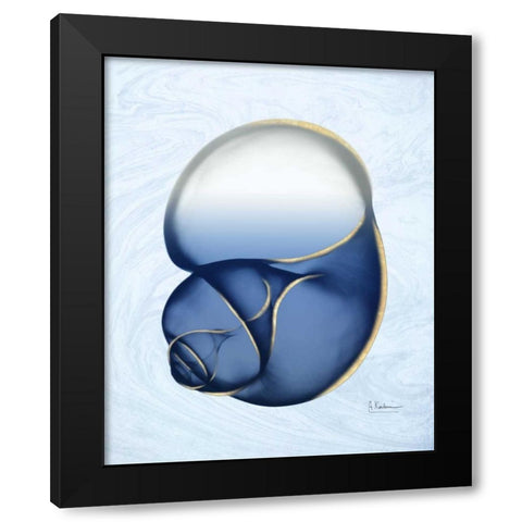 Marble Indigo Snail 1 Black Modern Wood Framed Art Print with Double Matting by Koetsier, Albert