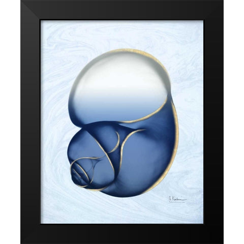 Marble Indigo Snail 1 Black Modern Wood Framed Art Print by Koetsier, Albert