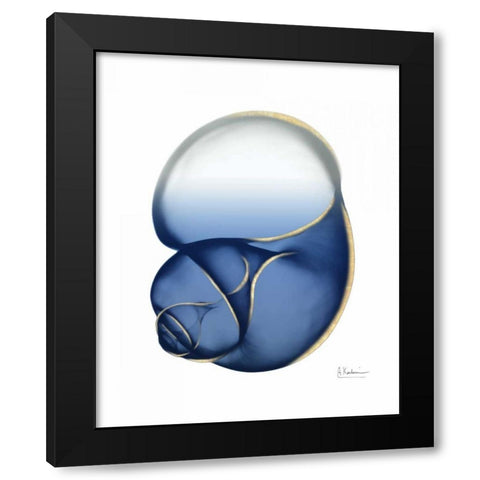 Shimmering Indigo Snail 1 Black Modern Wood Framed Art Print with Double Matting by Koetsier, Albert