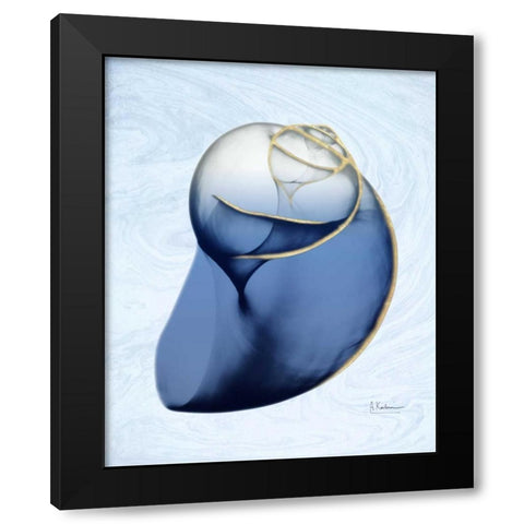 Marble Indigo Snail 2 Black Modern Wood Framed Art Print by Koetsier, Albert
