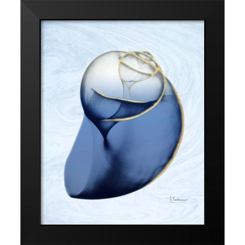 Marble Indigo Snail 2 Black Modern Wood Framed Art Print by Koetsier, Albert