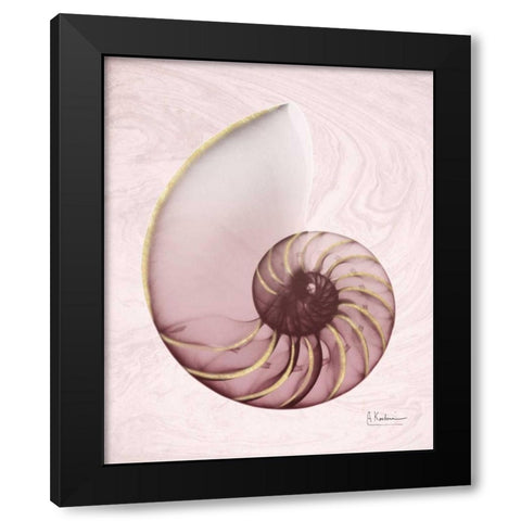 Marble Blush Snail 1 Black Modern Wood Framed Art Print with Double Matting by Koetsier, Albert