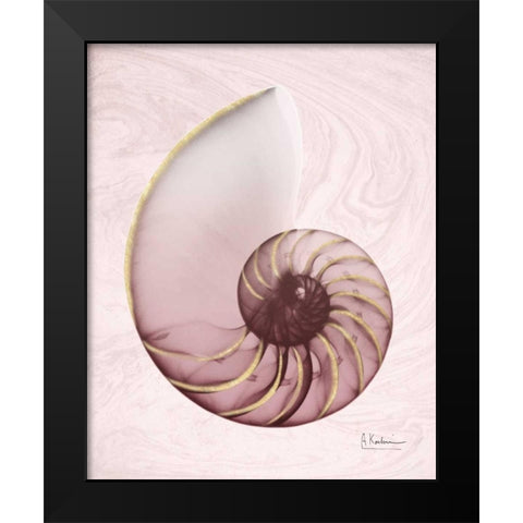 Marble Blush Snail 1 Black Modern Wood Framed Art Print by Koetsier, Albert