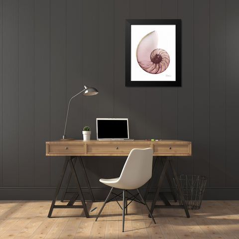 Shimmering Blush Snail 1 Black Modern Wood Framed Art Print by Koetsier, Albert