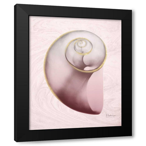 Marble Blush Snail 2 Black Modern Wood Framed Art Print with Double Matting by Koetsier, Albert