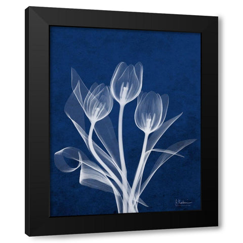 Ecto Indigo Tulips Black Modern Wood Framed Art Print by Koetsier, Albert