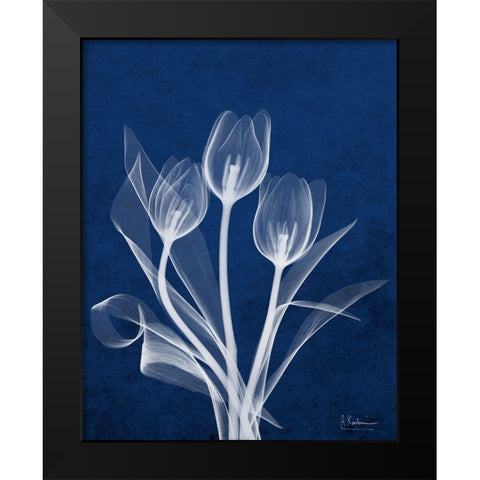 Ecto Indigo Tulips Black Modern Wood Framed Art Print by Koetsier, Albert