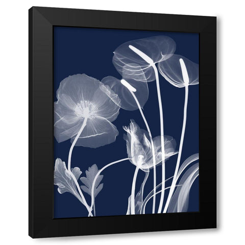 Navy Flora 1 Black Modern Wood Framed Art Print with Double Matting by Koetsier, Albert