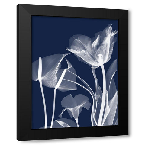 Navy Flora 2 Black Modern Wood Framed Art Print with Double Matting by Koetsier, Albert