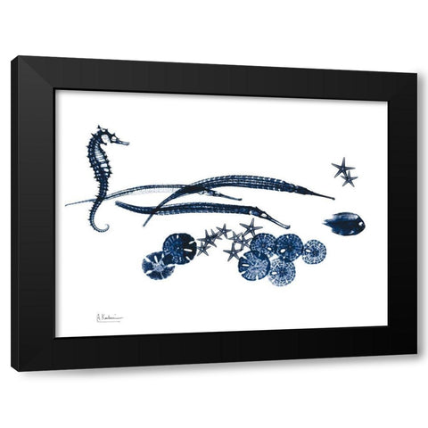 Indigo Horse Race Black Modern Wood Framed Art Print by Koetsier, Albert