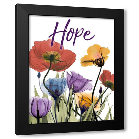 Hopeful Flowerscape Black Modern Wood Framed Art Print with Double Matting by Koetsier, Albert