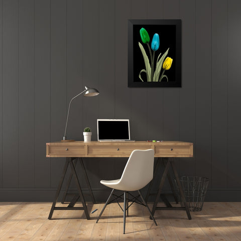 Jeweled Tulip Trio 3 Black Modern Wood Framed Art Print by Koetsier, Albert