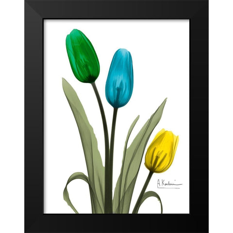 Jeweled Tulip Trio 1 Black Modern Wood Framed Art Print by Koetsier, Albert