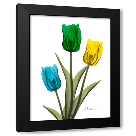 Jeweled Tulip Trio 2 Black Modern Wood Framed Art Print by Koetsier, Albert