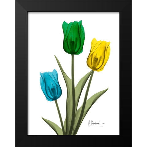 Jeweled Tulip Trio 2 Black Modern Wood Framed Art Print by Koetsier, Albert