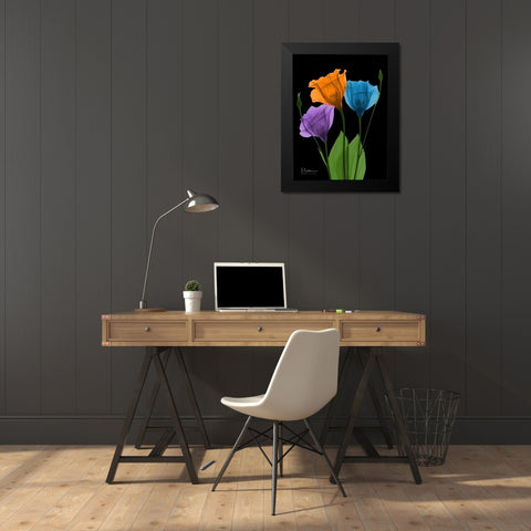 Jewel Gentian Buddies 3 Black Modern Wood Framed Art Print by Koetsier, Albert