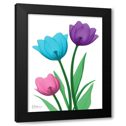 Shiny Tulips 1 Black Modern Wood Framed Art Print with Double Matting by Koetsier, Albert