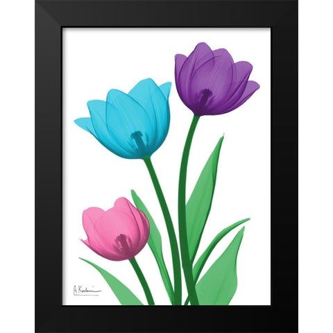 Shiny Tulips 1 Black Modern Wood Framed Art Print by Koetsier, Albert