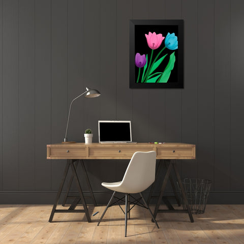 Shiny Tulips 4 Black Modern Wood Framed Art Print by Koetsier, Albert