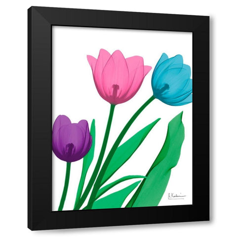 Shiny Tulips 2 Black Modern Wood Framed Art Print with Double Matting by Koetsier, Albert