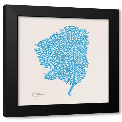 Cobalt Sea Fan Black Modern Wood Framed Art Print by Koetsier, Albert