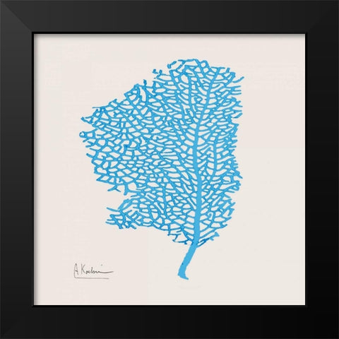 Cobalt Sea Fan Black Modern Wood Framed Art Print by Koetsier, Albert