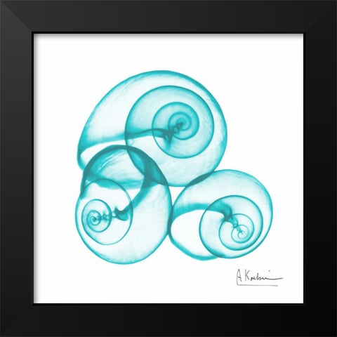 Turquoise Sky Snails Black Modern Wood Framed Art Print by Koetsier, Albert