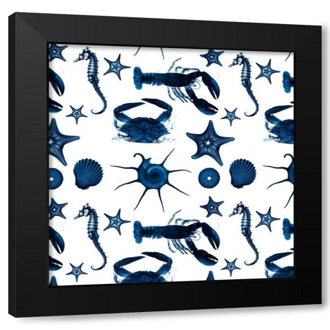 Aquatic Pattern 1 Black Modern Wood Framed Art Print by Koetsier, Albert