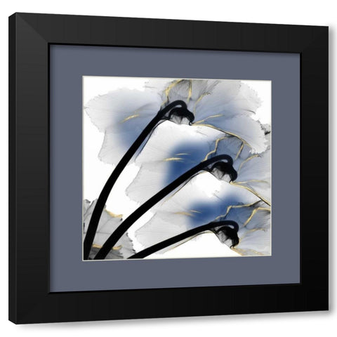 Indigo Luster Cyclamen Border Black Modern Wood Framed Art Print with Double Matting by Koetsier, Albert