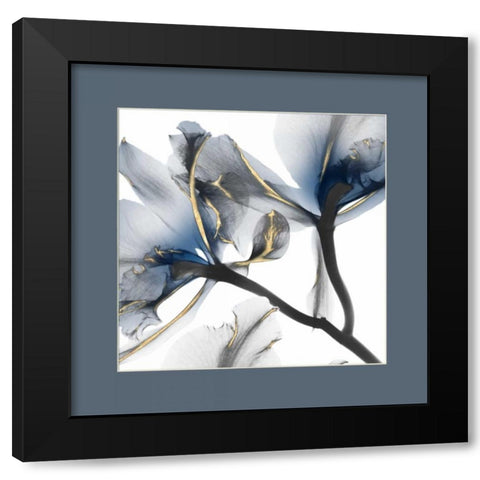 Indigo Luster Cyclamen Border 2 Black Modern Wood Framed Art Print with Double Matting by Koetsier, Albert