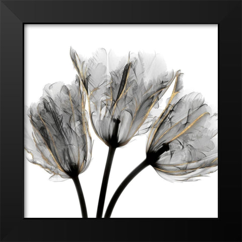 Gold Embellished Tulips 3 Black Modern Wood Framed Art Print by Koetsier, Albert