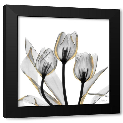 Gold Embellished Tulips 5 Black Modern Wood Framed Art Print with Double Matting by Koetsier, Albert