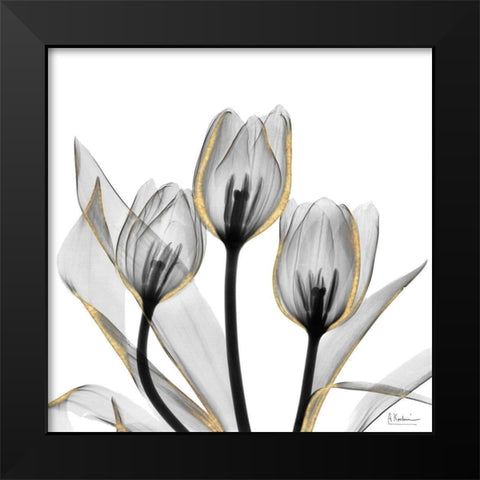 Gold Embellished Tulips 5 Black Modern Wood Framed Art Print by Koetsier, Albert