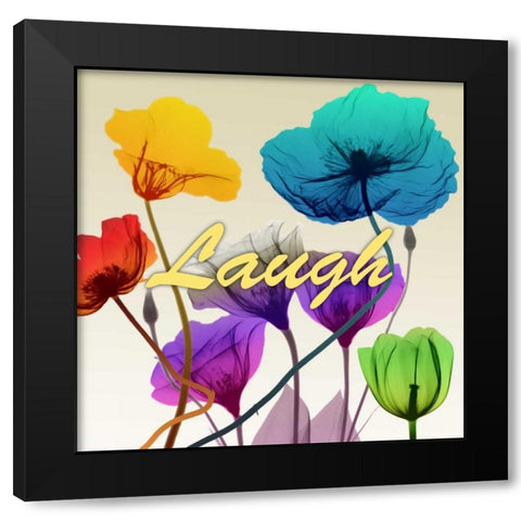 Floral Calm Pop Laugh Black Modern Wood Framed Art Print by Koetsier, Albert